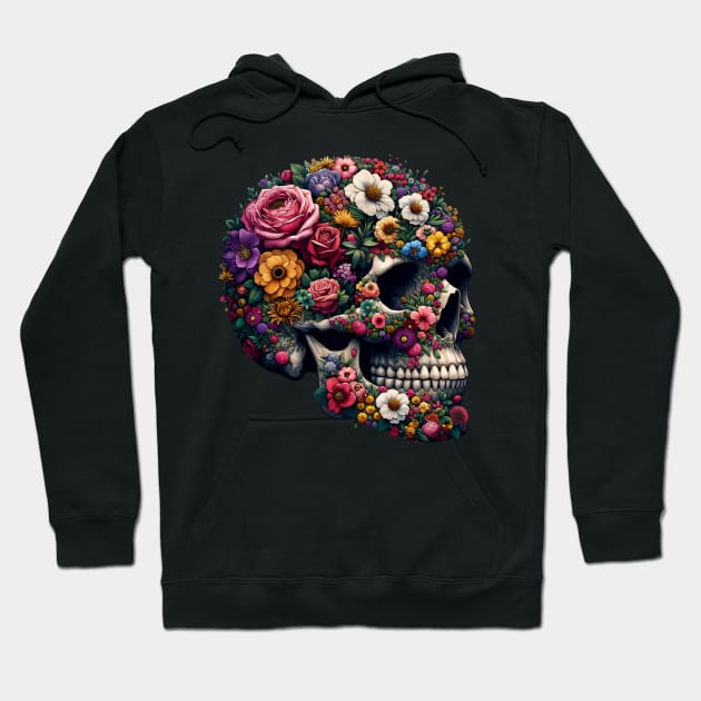 Floral Skull Garden of Eden Illustration Hoodie by LSanchezArt